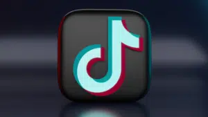 The TikTok logo on a black background.