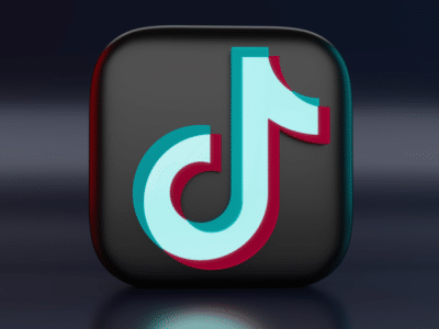 The TikTok logo on a black background.