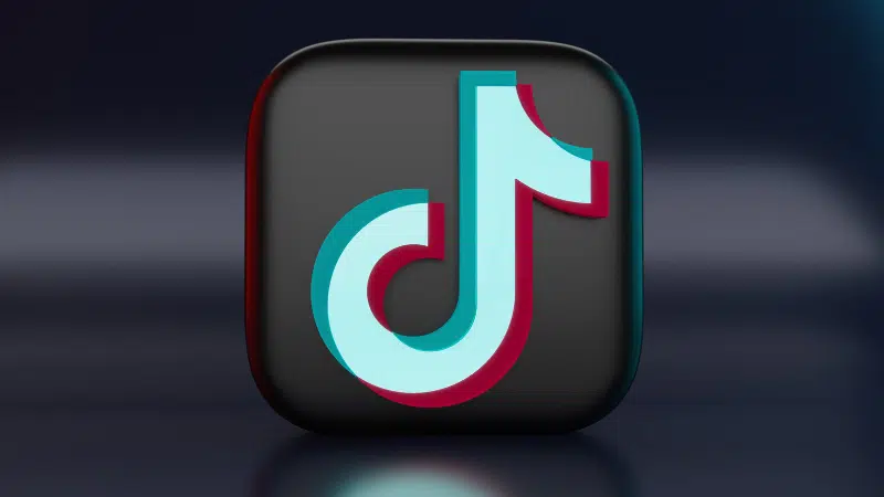 The TikTok logo on a black background.