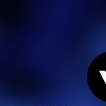 A black and blue background featuring the letter V.