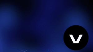 A black and blue background featuring the letter V.