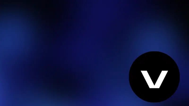 A black and blue background featuring the letter V.