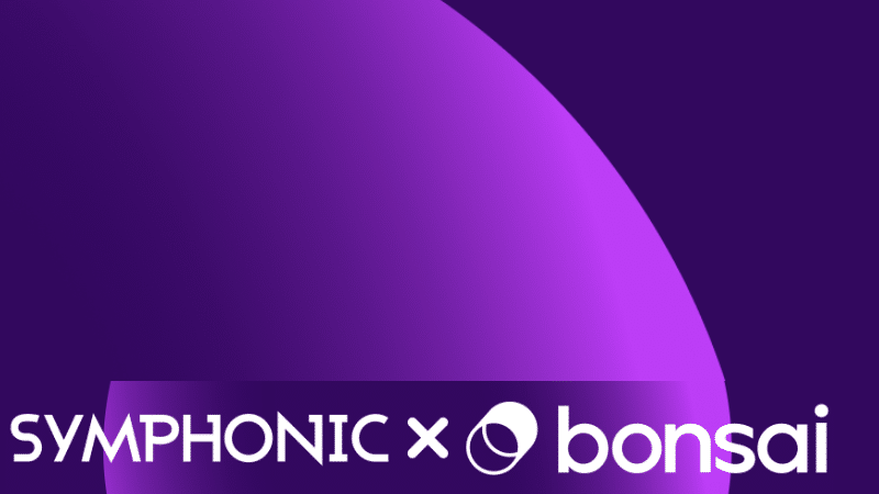 Bonsai logo on a purple background.