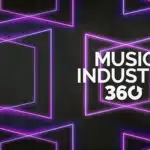 Music industry 360 logo on black background.