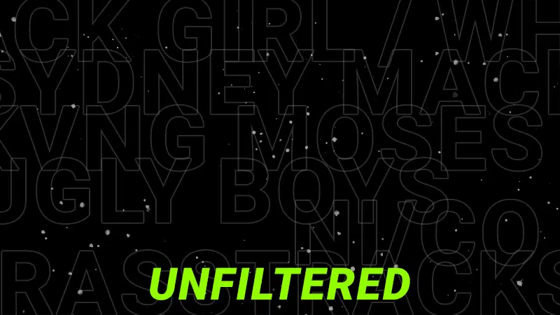 A black background with the words black girl, Sydney Mach, and NYC unfiltered.