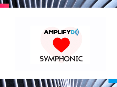 Amplify symphonic logo with a heart for fans.