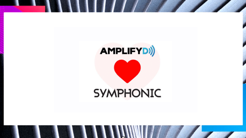 Amplify symphonic logo with a heart for fans.