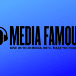 Media famous logo on a blue background symbolizing partnership.