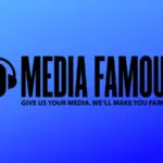 Media famous logo on a blue background symbolizing partnership.