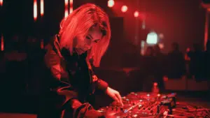 girl playing a dj set