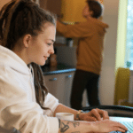 girl working on computer