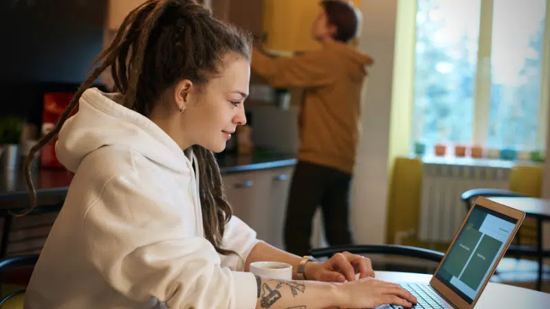 girl working on computer