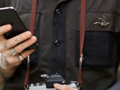 man texting on phone