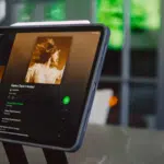 tablet with Spotify open