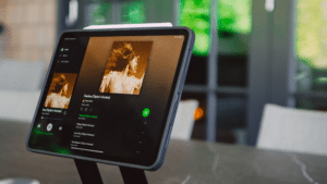 tablet with Spotify open