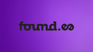 Found the es logo on a purple background at found.ee.