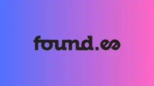 A black text saying "Found.ee" centered on a gradient background that transitions from blue to pink.