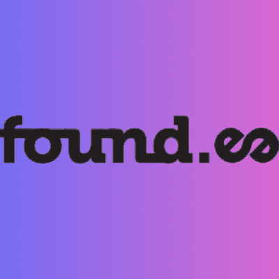 A black text saying "Found.ee" centered on a gradient background that transitions from blue to pink.