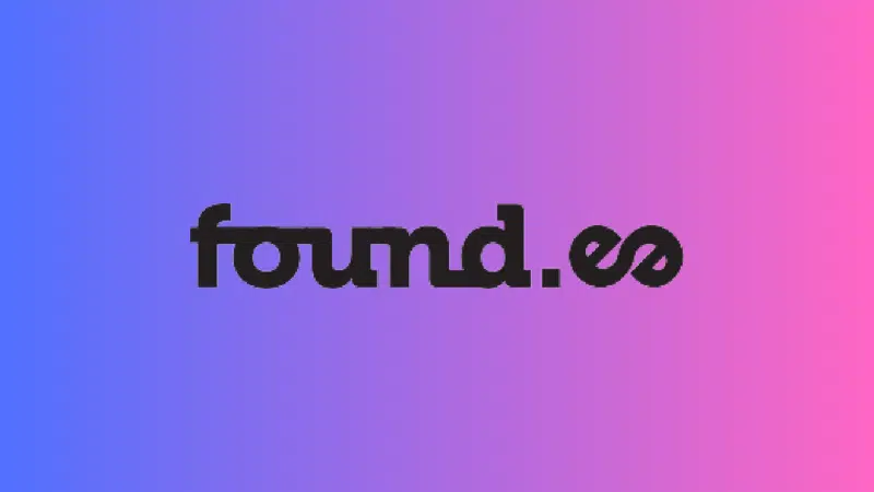 A black text saying "Found.ee" centered on a gradient background that transitions from blue to pink.