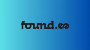 Text logo "found.ee" in black font centered on a gradient blue background.