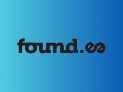 Text logo "found.ee" in black font centered on a gradient blue background.