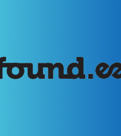 Text logo "found.ee" in black font centered on a gradient blue background.