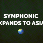 Symphonic expands to Asia! text on dark green background with a small Earth emoji at the bottom.