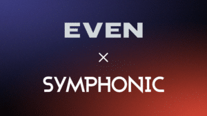 Text graphic with "EVEN" at the top, an "x" in the center, and "SYMPHONIC" at the bottom on a dark gradient background.