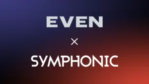 Text graphic with "EVEN" at the top, an "x" in the center, and "SYMPHONIC" at the bottom on a dark gradient background.