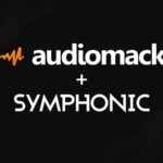 Audiomack and Symphonic logos displayed on a black background with subtle wave patterns, separated by a plus sign, highlight a dynamic Audiomack collaboration.