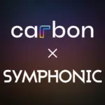 Logo for "carbon" above a large "x" and the word "SYMPHONIC" on a dark carbon gradient background.