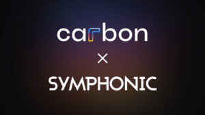 Logo for "carbon" above a large "x" and the word "SYMPHONIC" on a dark carbon gradient background.