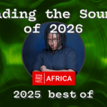A person with braided hair stands with arms crossed in front of a green background. Text reads: "Leading the Sounds of Africa 2026. SYMPHONIC AFRICA. 2025 best of.