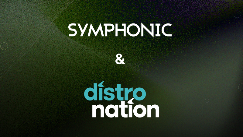 A graphic with the words "SYMPHONIC & Distro Nation" on a dark green textured background.